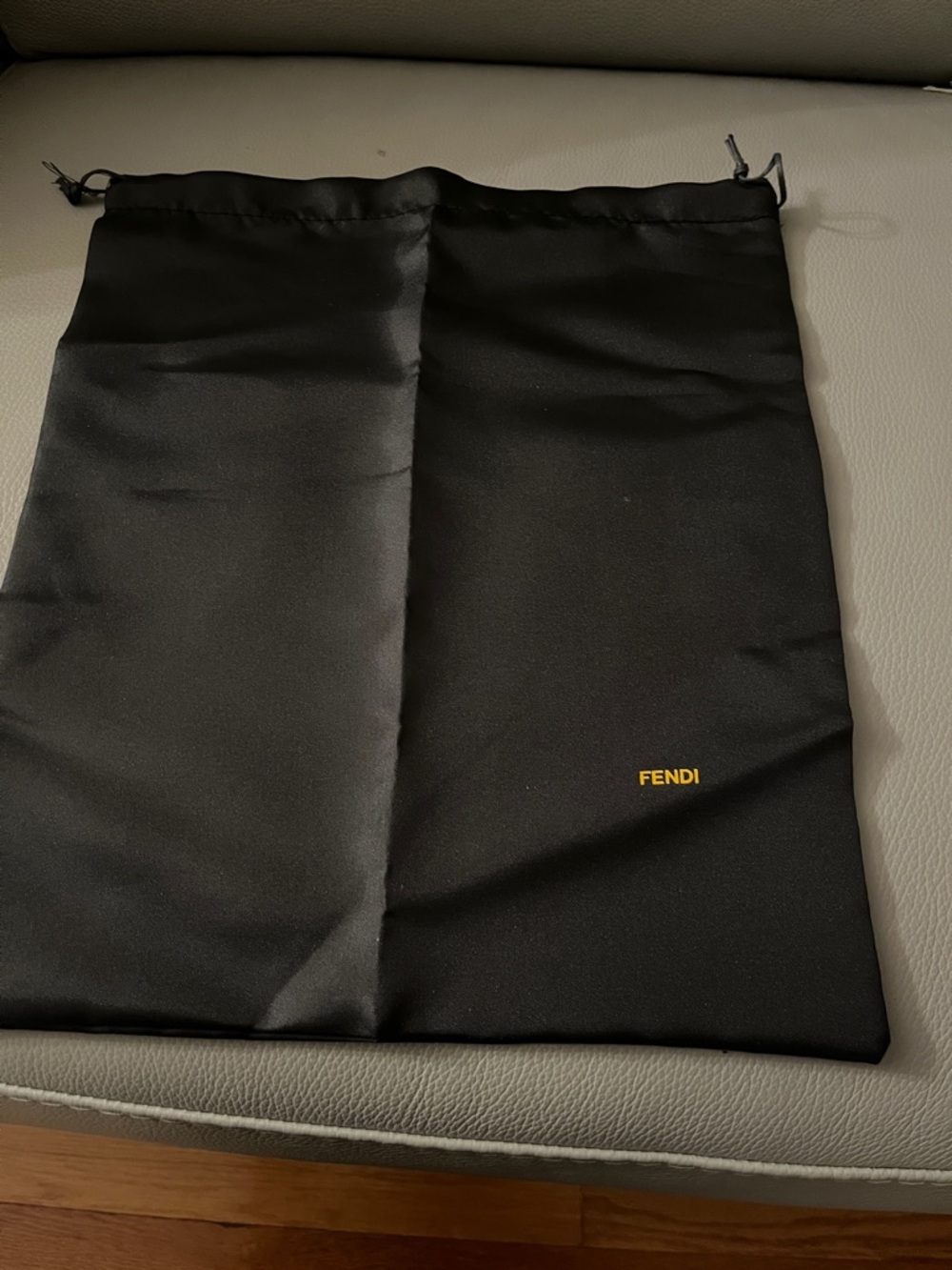 Fendi Black and Gold Logo Drawstring Pouch